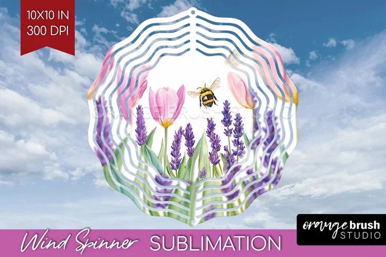 Wildflowers Wind Spinner Sublimation PNG - Watercolor Round