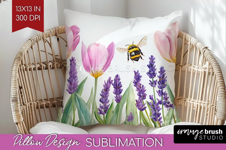 Wildflowers Pillow Sublimation - Watercolor Flowers Pillow