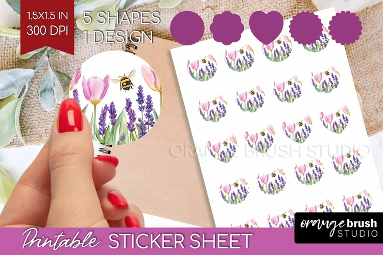 Wildflowers Round Sticker - Watercolor Flowers Printable