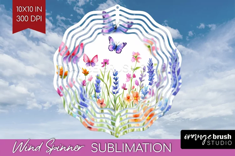 Wildflowers Wind Spinner Sublimation PNG - Watercolor Round