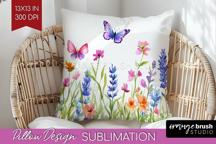 Wildflowers Pillow Sublimation - Watercolor Flowers Pillow