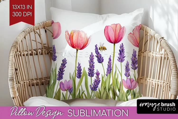 Wildflowers Pillow Sublimation - Watercolor Flowers Pillow