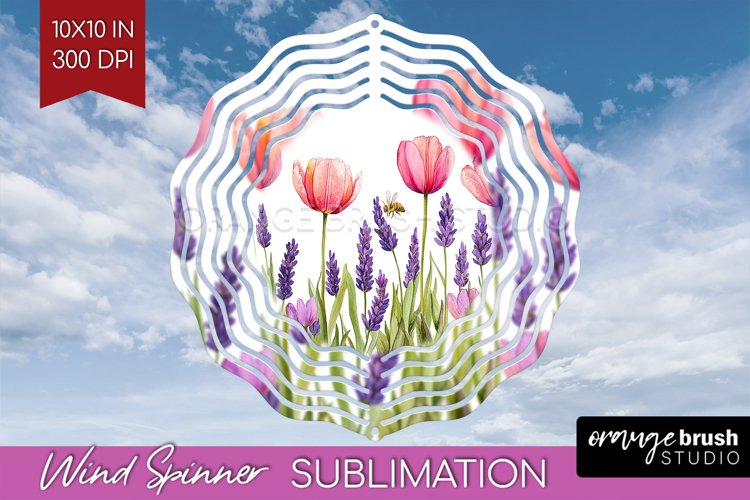 Wildflowers Wind Spinner Sublimation PNG - Watercolor Round example image 1