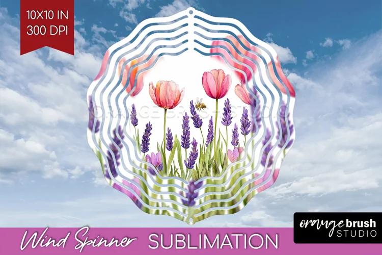 Wildflowers Wind Spinner Sublimation PNG - Watercolor Round