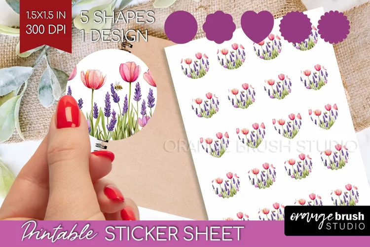 Wildflowers Round Sticker - Watercolor Flowers Printable