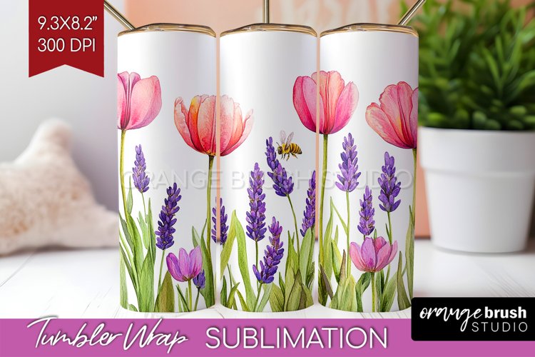 Wildflowers Tumbler Wrap - Watercolor Flowers Tumbler PNG
