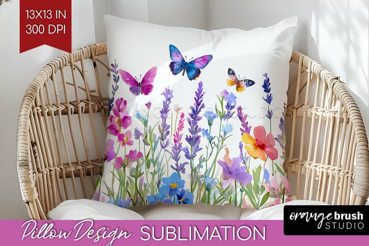 Wildflowers Pillow Sublimation - Watercolor Flowers Pillow