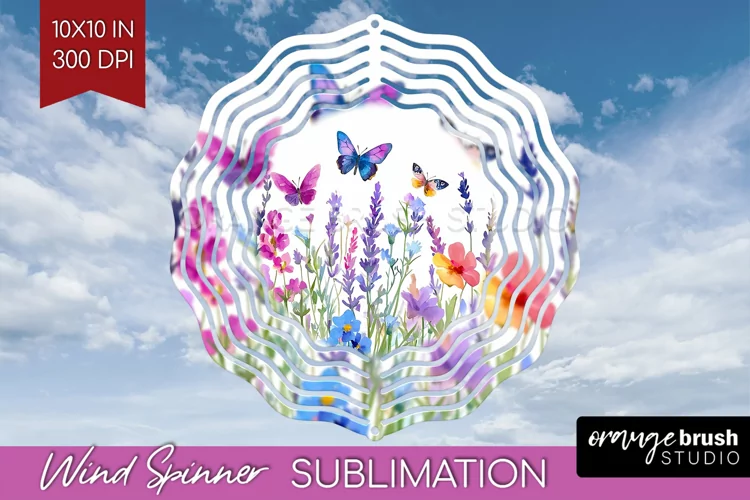 Wildflowers Wind Spinner Sublimation PNG - Watercolor Round
