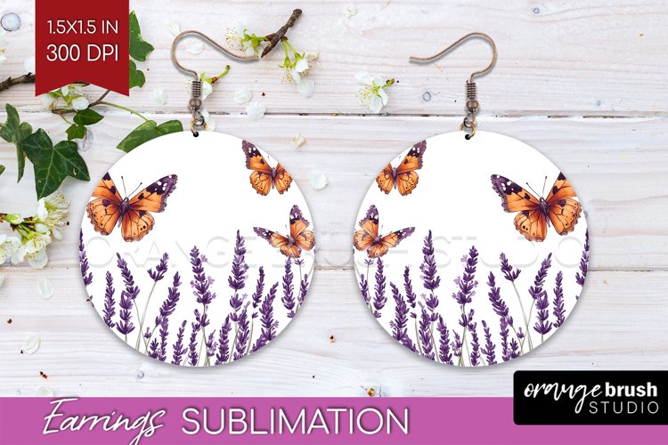 Wildflowers Round Earrings - Watercolor Flowers PNG