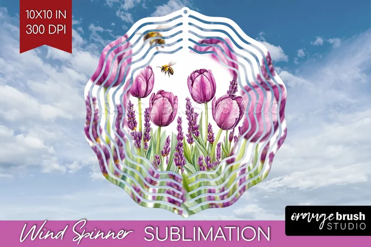 Wildflowers Wind Spinner Sublimation PNG - Watercolor Round