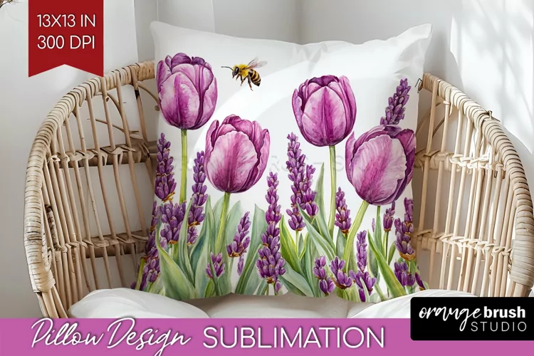 Wildflowers Pillow Sublimation - Watercolor Flowers Pillow