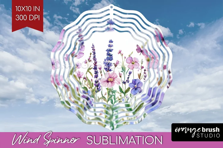Wildflowers Wind Spinner Sublimation PNG - Watercolor Round