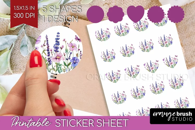 Wildflowers Round Sticker - Watercolor Flowers Printable