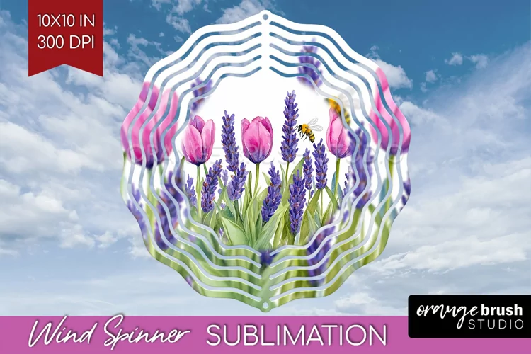 Wildflowers Wind Spinner Sublimation PNG - Watercolor Round
