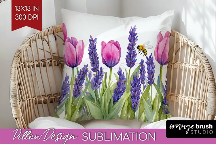 Wildflowers Pillow Sublimation - Watercolor Flowers Pillow