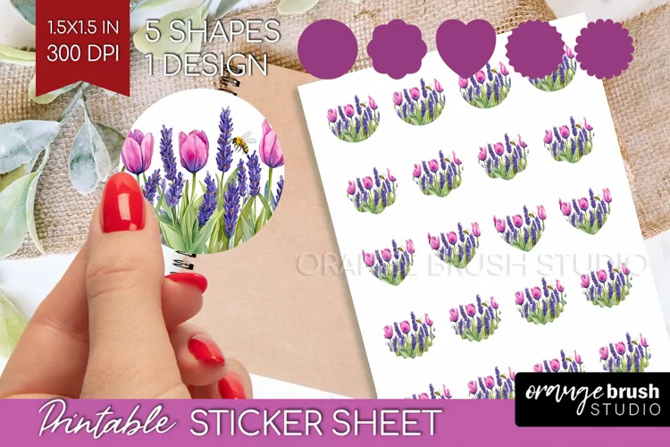 Wildflowers Round Sticker - Watercolor Flowers Printable