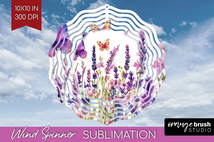 Wildflowers Wind Spinner Sublimation PNG - Watercolor Round