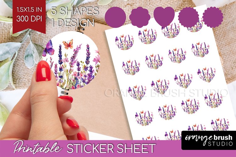 Wildflowers Round Sticker - Watercolor Flowers Printable example image 1