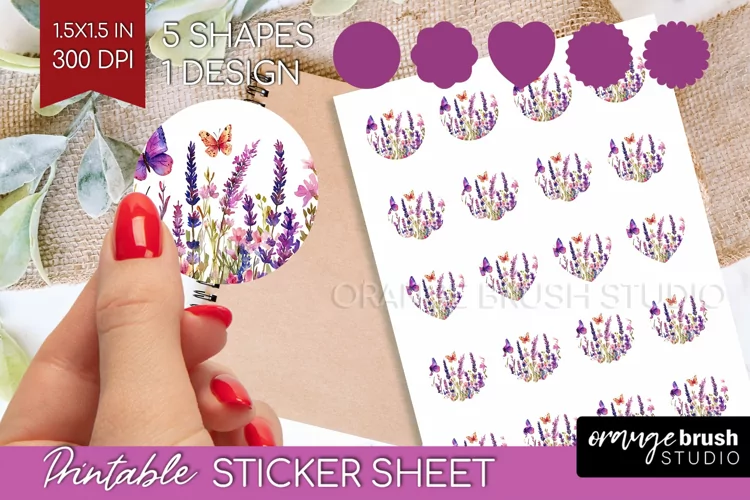 Wildflowers Round Sticker - Watercolor Flowers Printable