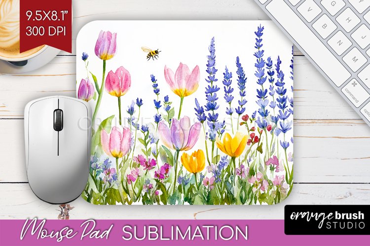 Wildflowers Mouse Pad Sublimation - Watercolor Flowers PNG