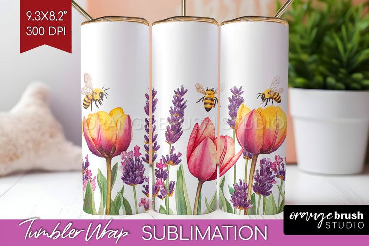 Wildflowers Tumbler Wrap - Watercolor Flowers Tumbler PNG