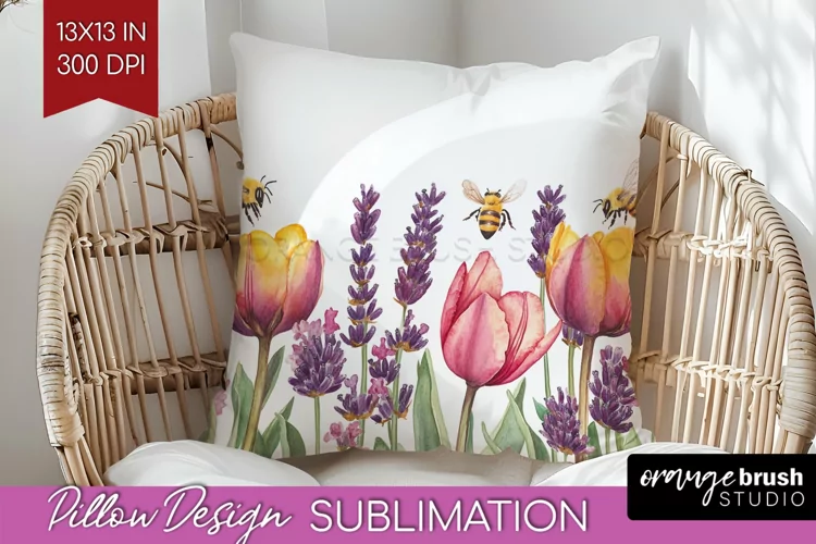 Wildflowers Pillow Sublimation - Watercolor Flowers Pillow
