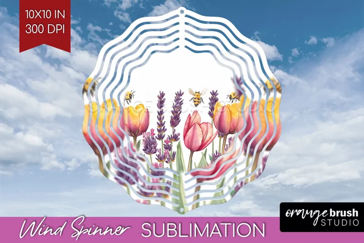 Wildflowers Wind Spinner Sublimation PNG - Watercolor Round
