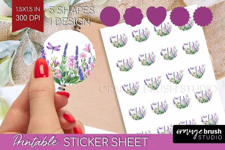 Wildflowers Round Sticker - Watercolor Flowers Printable