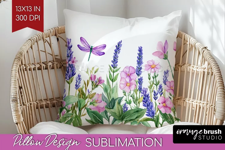 Wildflowers Pillow Sublimation - Watercolor Flowers Pillow