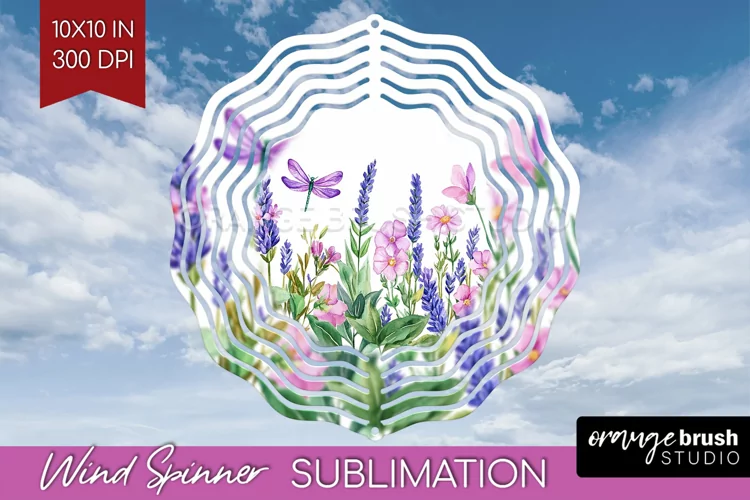 Wildflowers Wind Spinner Sublimation PNG - Watercolor Round
