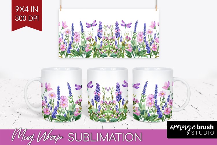 Wildflowers Mug Wrap - Watercolor Flowers Mug PNG