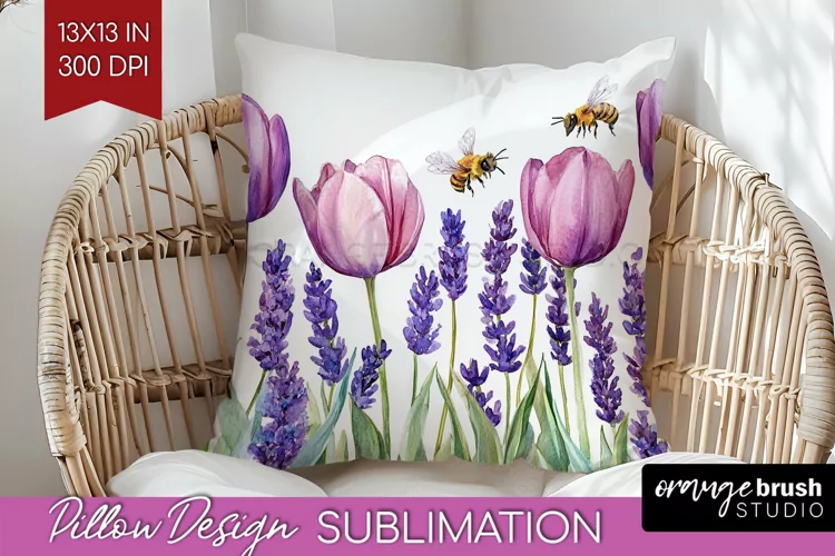 Wildflowers Pillow Sublimation - Watercolor Flowers Pillow
