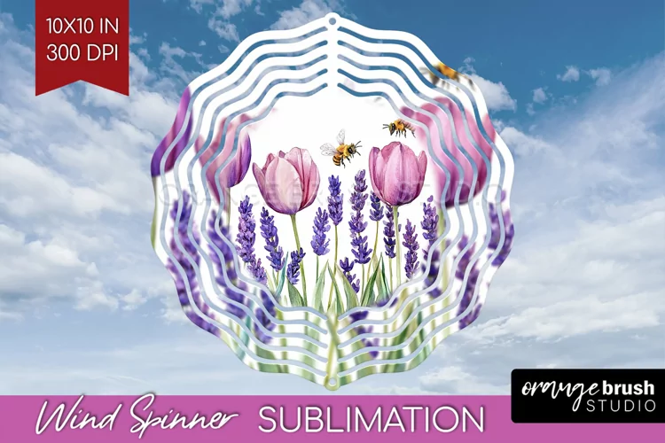 Wildflowers Wind Spinner Sublimation PNG - Watercolor Round