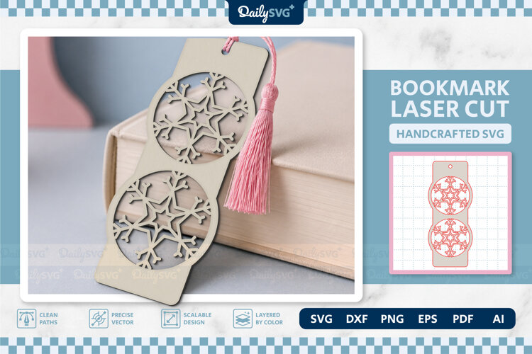 Winter Snowflake Bookmark SVG | Christmas Cut File example image 1