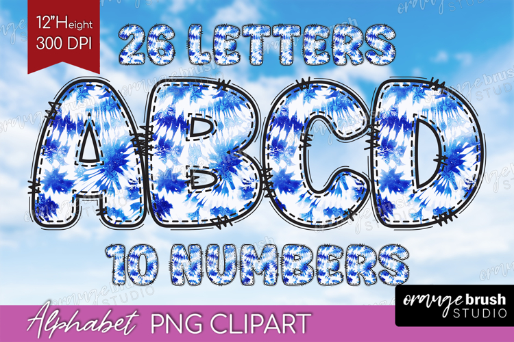 Winter Doodle Alphabet Clipart - Tie Dye Letters PNG