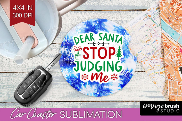 Funny Christmas Quote Car Coaster - Tie Dye Coaster PNG