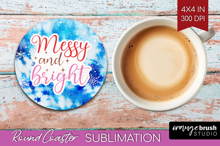 Funny Christmas Quote Round Coaster - Tie Dye Coaster PNG example image 1