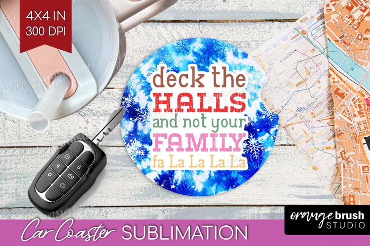 Funny Christmas Quote Car Coaster - Tie Dye Coaster PNG