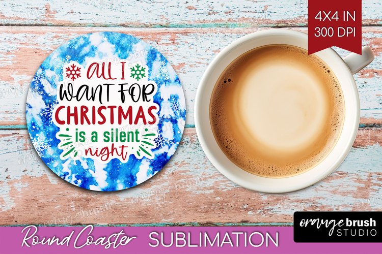 Funny Christmas Quote Round Coaster - Tie Dye Coaster PNG