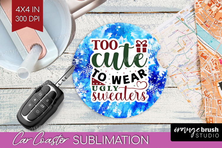 Sarcastic Christmas Quote Car Coaster - Winter Tie Dye PNG