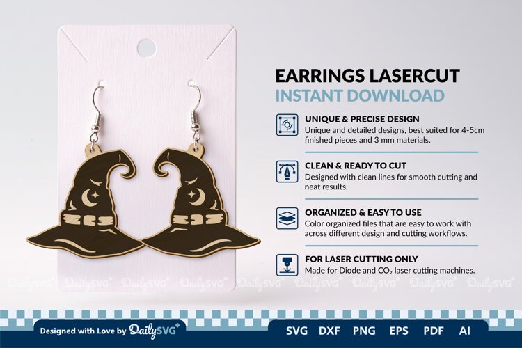 Witch Hat Earring SVG | Halloween Laser Cut Jewelry example image 1