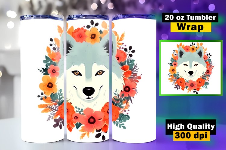 Wolf Tumbler JPG. wolf Lovers tumbler wrap sublimation