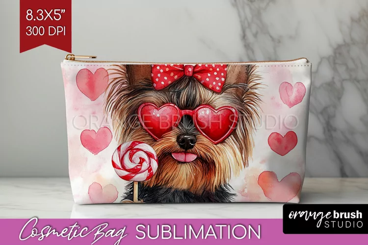 Yorkshire Terrier Valentine Cosmetic Bag Valentines Day Bag
