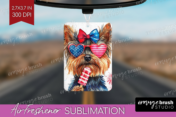 Yorkshire Terrier Dog Air Freshener PNG 4th Of July PNG