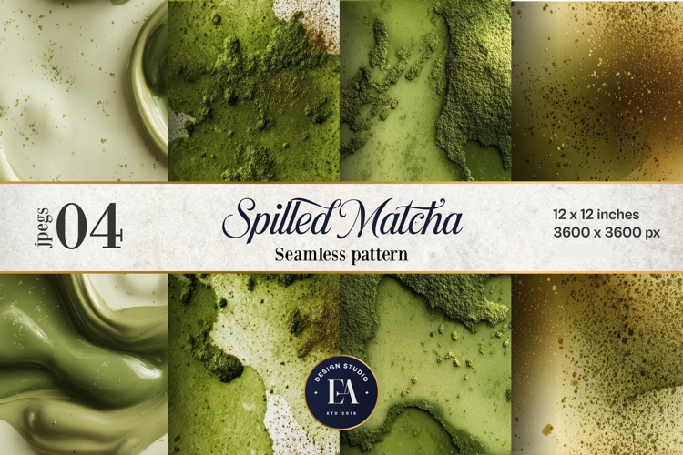 Spilled Matcha Texture, Green Abstract Liquid Digital Paper