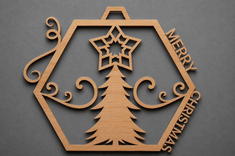 Merry Christmas Wooden Tree Ornament