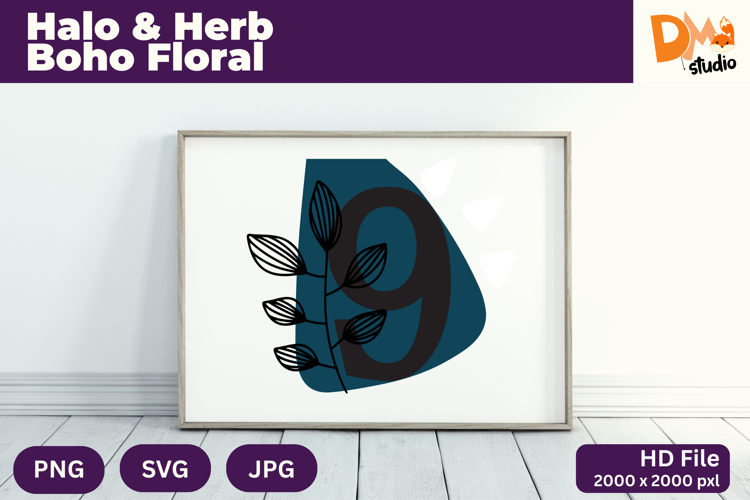 Halo   Herb Boho Floral Monogram