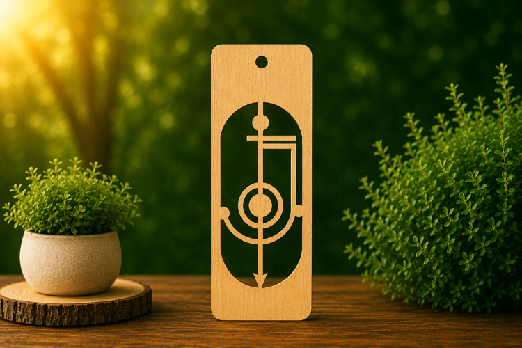 Personalized Letter J Wooden Bookmark with Modern Geometric example image 1