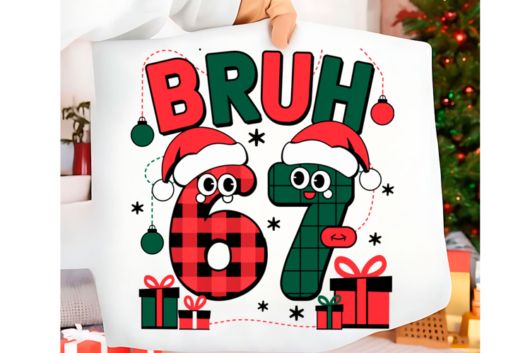 Funny 67 Six Seven Christmas Bruh Santa