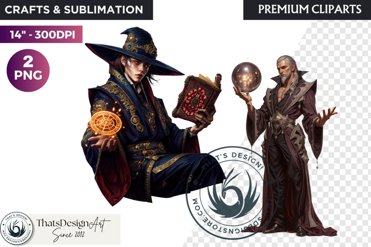Fantasy wizard cliparts, sorcerer, spellcaster, mage